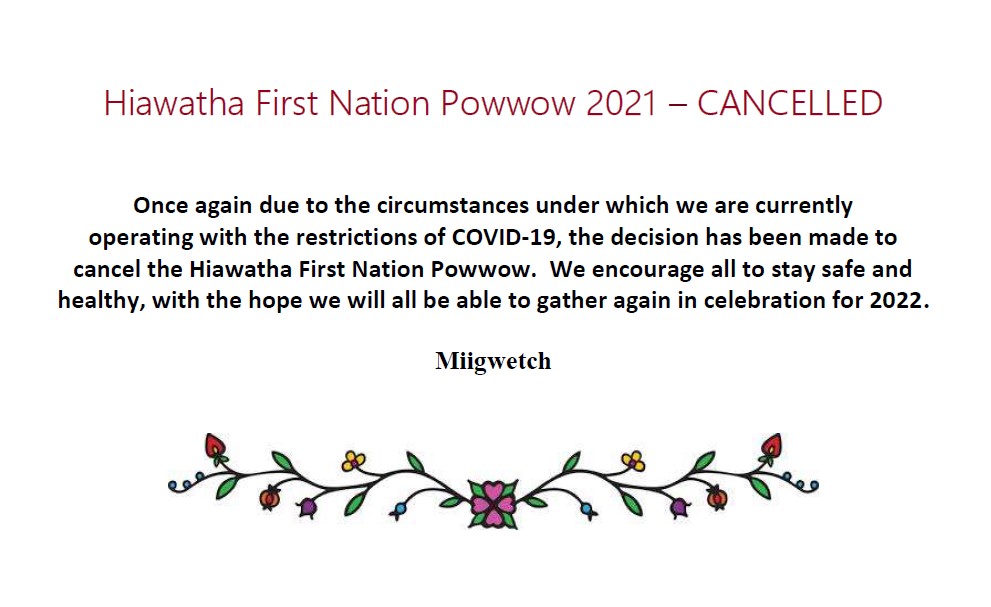 Hiawatha First Nation CANCELLED Hiawatha First Nation Powwow 2021