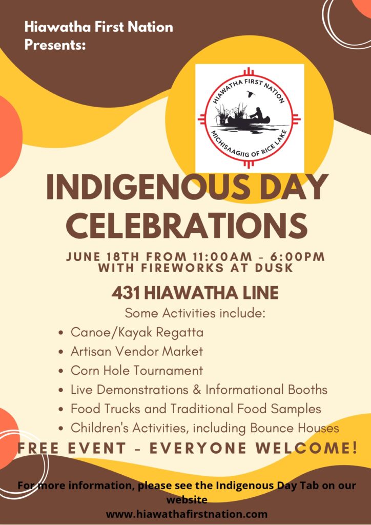 Hiawatha First Nation Indigenous Day Celebrations at 431 Hiawatha Line